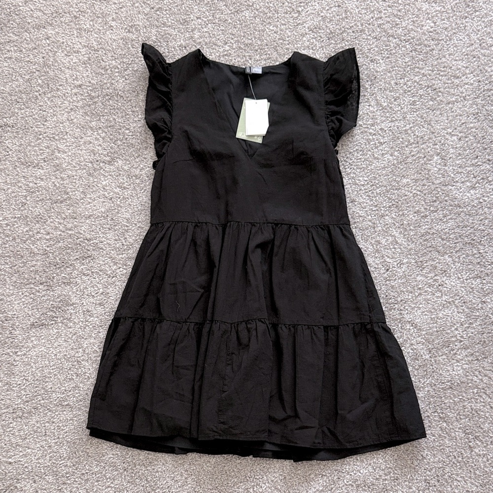 NWT H&M Divided Black Ruffle Sleeve Dress - Size S